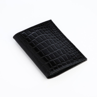 Обложка для паспорта, 5 карманов для карт, крокодил, цвет чёрный