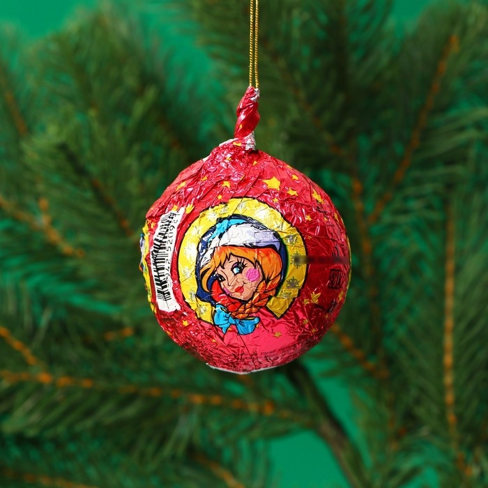 Новый год. Шоколадная фигурка на нитке "Шарик", МИКС, 20 г