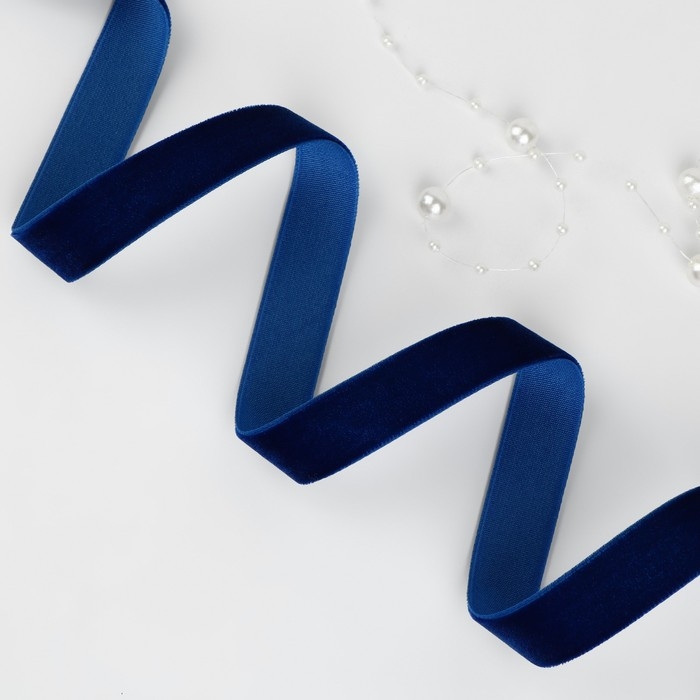 Лента бархатная, 15 мм, 18 &plusmn; 1 м, цвет синий №47