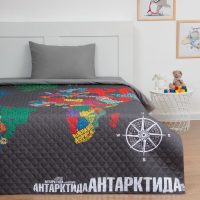Покрывало детское Этель 1,5 сп &laquo;Карта мира&raquo;, 145х210 см, микрофибра