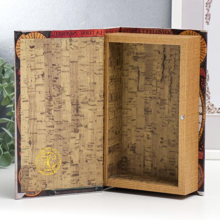 Шкатулка-книга дерево Шкатулка-книга дерево "Карта Колумба" кожзам 21х13х5 см