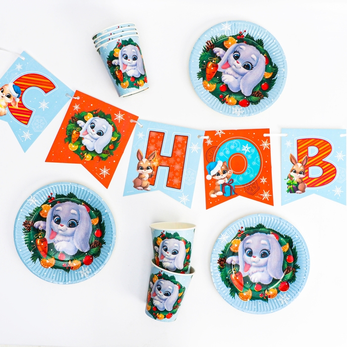 Новогодний Набор бумажной посуды одноразовый Игристого праздника!&raquo;, на новый год