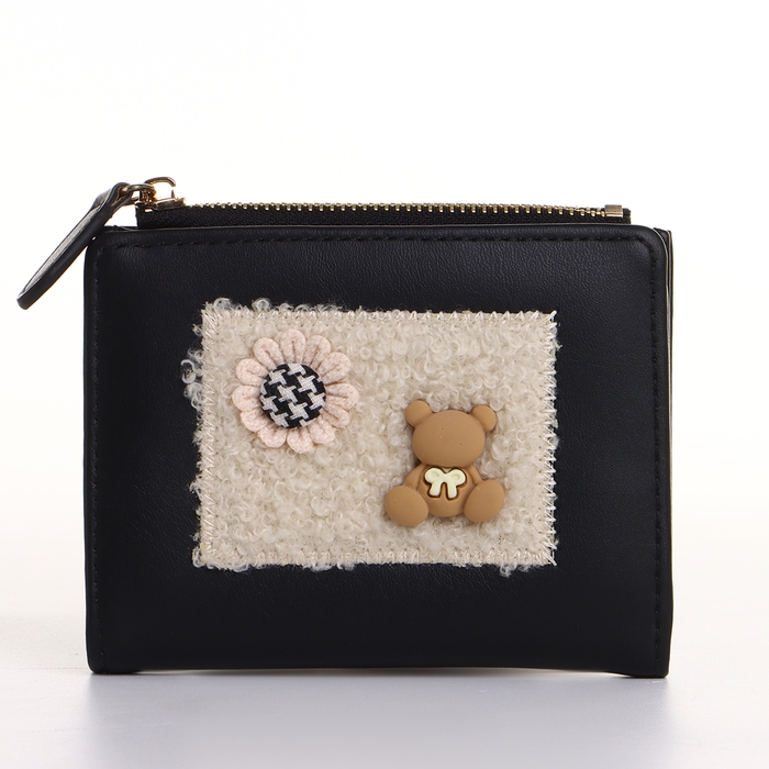 Кошелёк женский на кнопке, цвет чёрный Кошелёк женский на кнопке, цвет чёрный