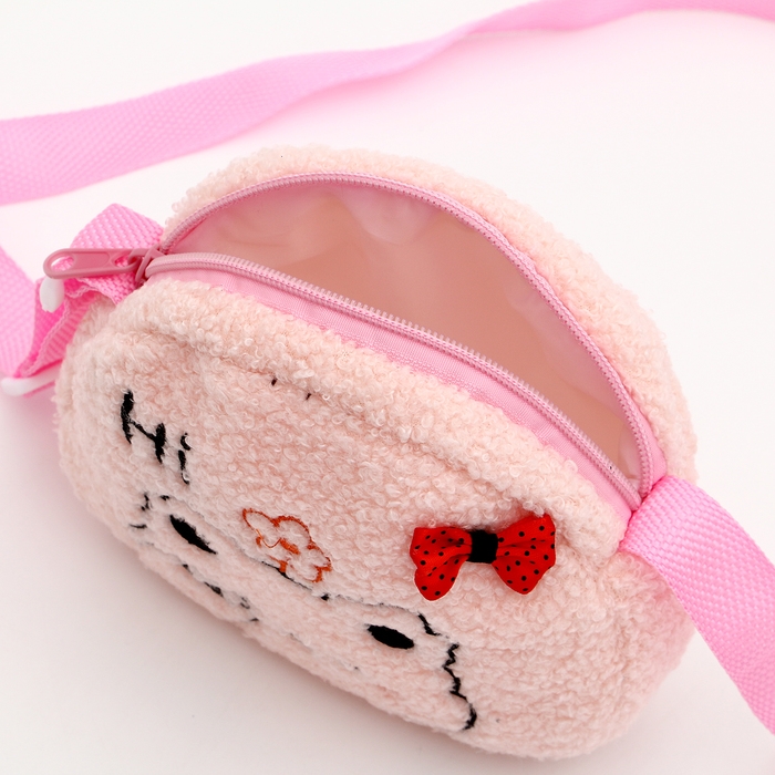 Мягкая сумка &laquo;Мишка&raquo; с бантиком, цвет нежно-розовый