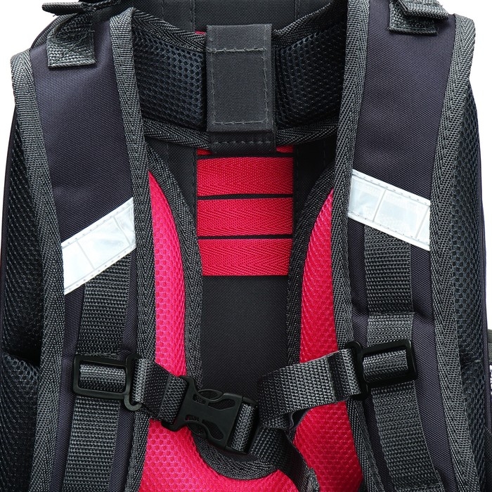 Рюкзак каркасный школьный 38 х 30 х 16 см, эргономичная спинка, Stavia "Звёздочки", серый