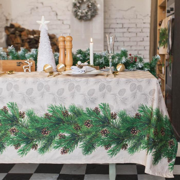Скатерть "Этель" Еловые ветви 220х148+/- 3см, 100% хлопок, саржа 190 гр/м2