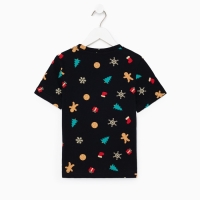 Футболка детская KAFTAN "Xmas family" , размер 32 (110-116), цвет чёрный