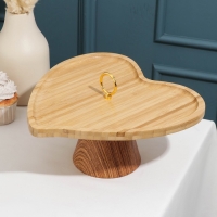 Блюдо для подачи на подставке Доляна &laquo;Сердце&raquo;, 27&times;27 см, бамбук