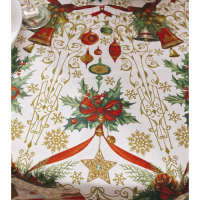 Скатерть новогодняя круглая Этель "Новогодние игрушки" d = 160 см, 100 % хлопок