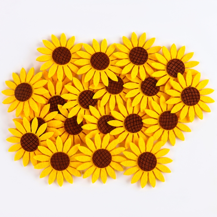 Декор из фетра на клеевой основе, набор 20 шт., размер 1 шт. &mdash; 6 &times; 6 см., цвет жёлтый