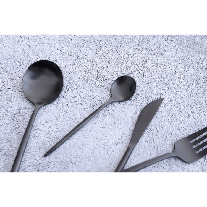 Ложка чайная из нержавеющей стали Magistro «Фолк», длина 12,3 см, цвет чёрный Ложка чайная из нержавеющей стали Magistro «Фолк», длина 12,3 см, цвет чёрный