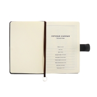 Ежедневник недатированный А5, 140л, клетка, к/зам, с ручкой, в подар. короб., Серый