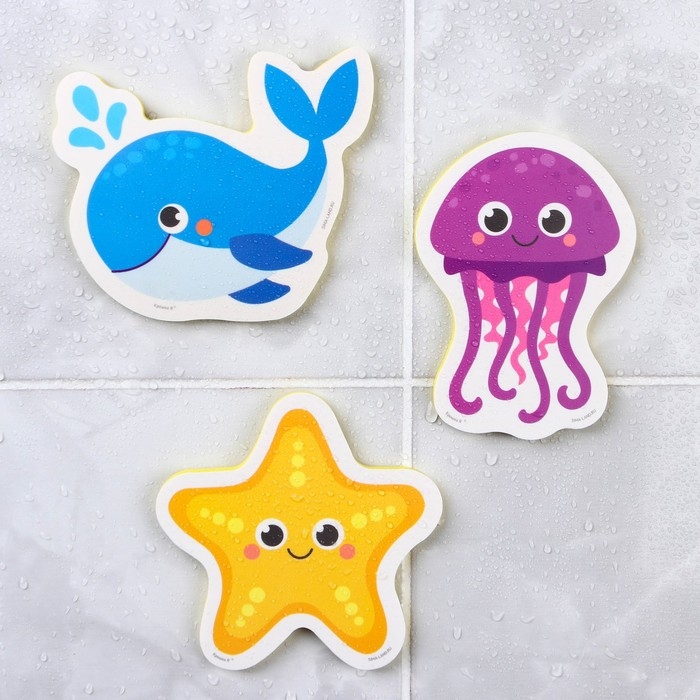 Набор стикеров EVA для ванны«Морские жители», 3 шт, Крошка Я Набор стикеров EVA для ванны«Морские жители», 3 шт, Крошка Я