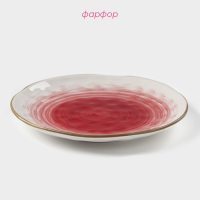 Тарелка фарфоровая Доляна &laquo;Космос&raquo;, d=21,2 см, цвет красный