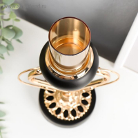 Подсвечник металл на 1 свечу "Сердце" чёрный с золотом 23х14,5х9,8 см Подсвечник металл на 1 свечу "Сердце" чёрный с золотом 23х14,5х9,8 см