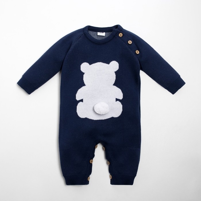 Комбинезон вязаный Крошка Я &laquo;Мишка&raquo; рост 86-92 см, цвет синий