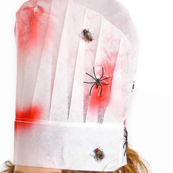 Карнавальная шляпа «Повар» с кровью и пауками Карнавальная шляпа «Повар» с кровью и пауками