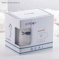 Кружка керамическая с деревянной крышкой и ложкой «Морская», 400 мл, рисунок МИКС Кружка керамическая с деревянной крышкой и ложкой «Морская», 400 мл, рисунок МИКС