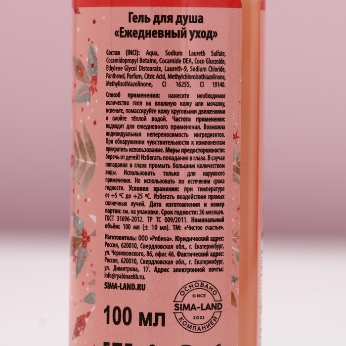 Подарочный набор ЧИСТОЕ СЧАСТЬЕ &laquo;Исполнения желаний&raquo;: гель для душа 100 мл и мочалка для тела, Новый Год