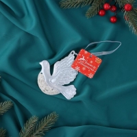 Украшение ёлочное "Голубка блеск" 10х10,5 см, белый