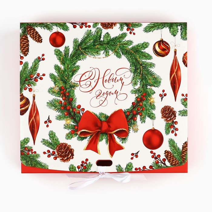 Коробка подарочная новогодняя складная двухсторонняя &laquo;Новогодние игрушки&raquo;, 20 х 18 х 5 см, Новый год