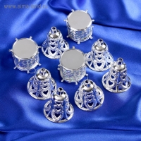 Набор украшений пластик 9 шт "Кружева" (6 колокольчиков, 3 барабана) серебро Набор украшений пластик 9 шт "Кружева" (6 колокольчиков, 3 барабана) серебро