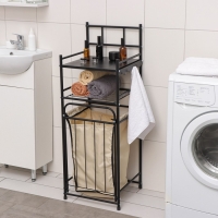 Стеллаж с корзиной для белья 2-х ярусный, 38×35×105 см, цвет чёрный Стеллаж с корзиной для белья 2-х ярусный, 38×35×105 см, цвет чёрный