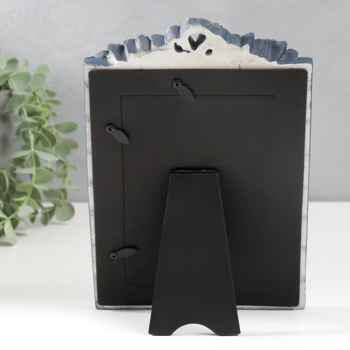 Фоторамка полистоун 10х15 см Фоторамка полистоун 10х15 см "Бант и розы" синяя с золотом 23х15 см