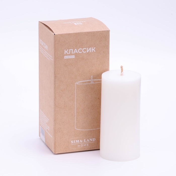 Свеча-цилиндр гладкая,5х10 см, пальмовый воск, белая, Sima Home Свеча-цилиндр гладкая,5х10 см, пальмовый воск, белая, Sima Home