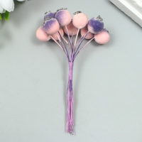 Декор для творчества "Ягодка рябины" 1 букет=10 ягод розово-фиолетовый иней 10х1,5 см