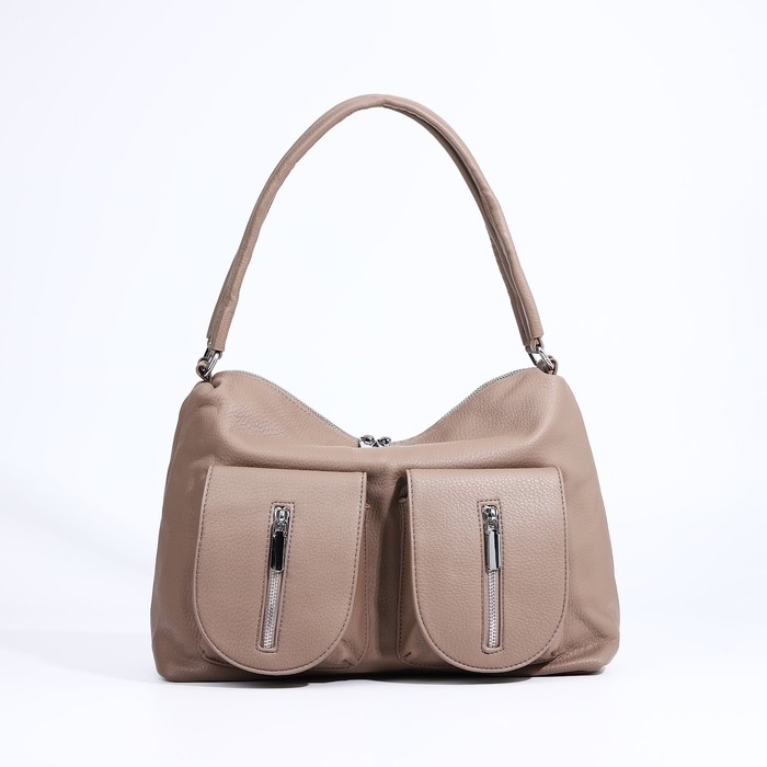 Сумка-тоут на молнии, 3 наружных кармана, цвет бежевый Сумка-тоут на молнии, 3 наружных кармана, цвет бежевый