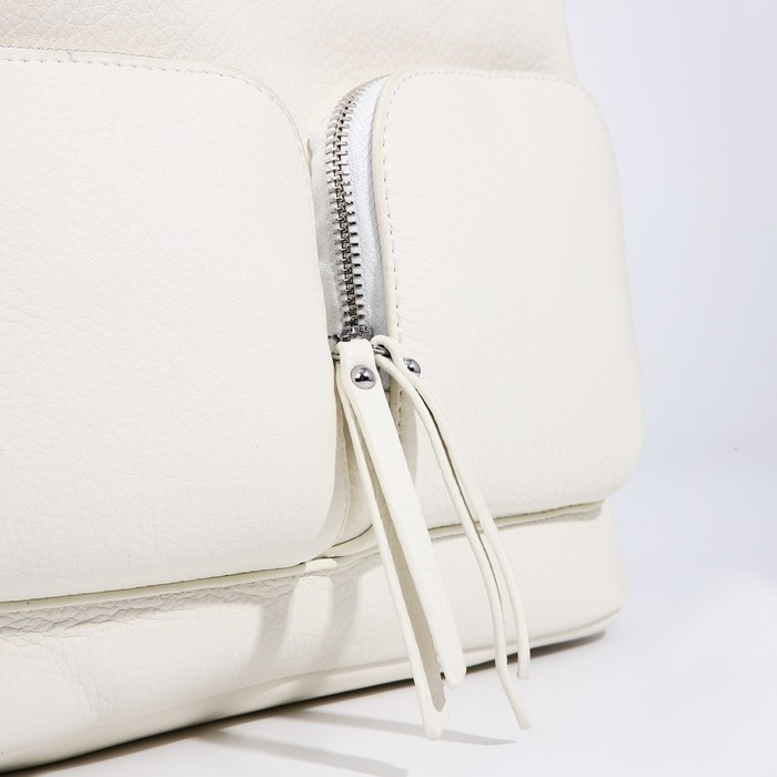 Сумка-тоут на молнии, 3 наружных кармана, цвет белый Сумка-тоут на молнии, 3 наружных кармана, цвет белый