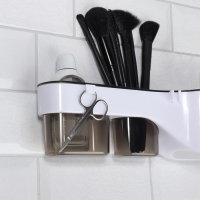 Органайзер для хранения, навесной, 3 секции, с клеевой основой, 28,7 × 10,5 × 8,5 см, цвет коричневый/белый Органайзер для хранения, навесной, 3 секции, с клеевой основой, 28,7 × 10,5 × 8,5 см, цвет коричневый/белый