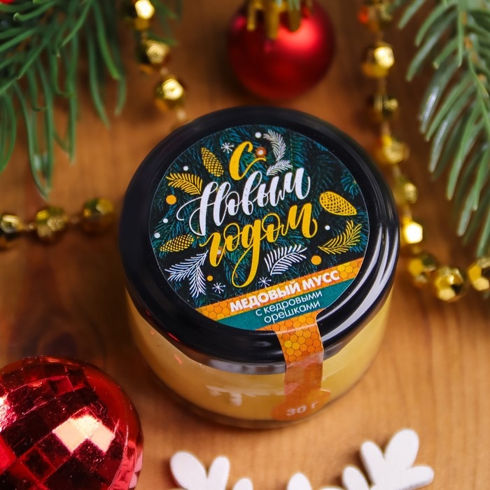 Новый год. Медовый мусс "С Новым годом", с кедровыми орешками, 30 г