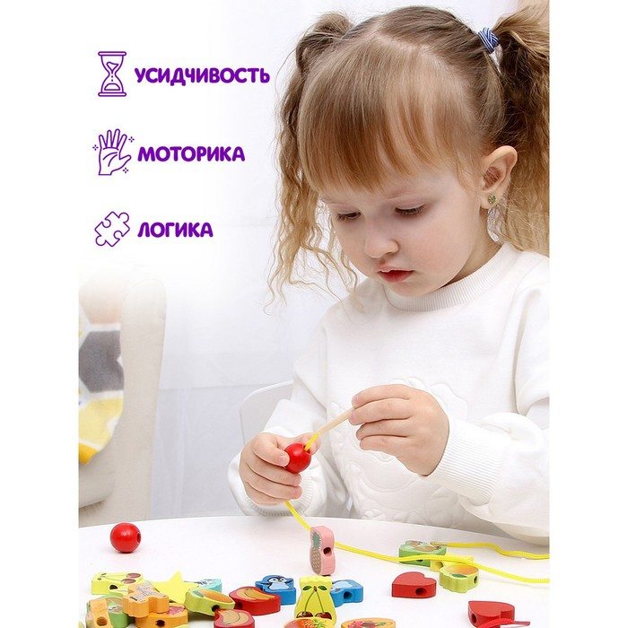 Шнуровка в банке 40 деталей Шнуровка в банке 40 деталей "Цветы,фигуры,сердца", 2 иглы дерев , 2 шнурка, цвета МИКС, шнурок 90 см