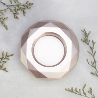 Подсвечник "Полноторие" из гипса с гранями большой, 10,5х3см,шампань