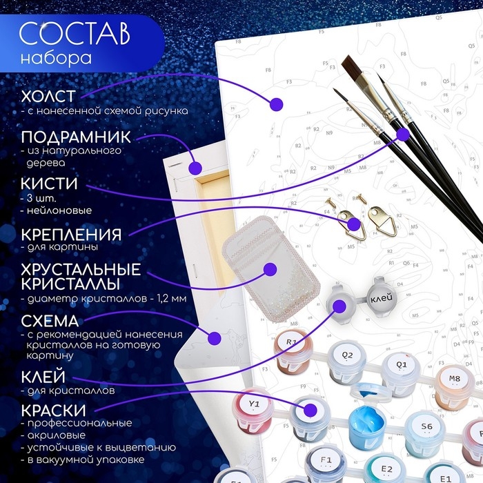 Картина по номерам с кристаллами из хрусталя, 40 &times; 50 см &laquo;Неоновый дракон&raquo; 28 цветов