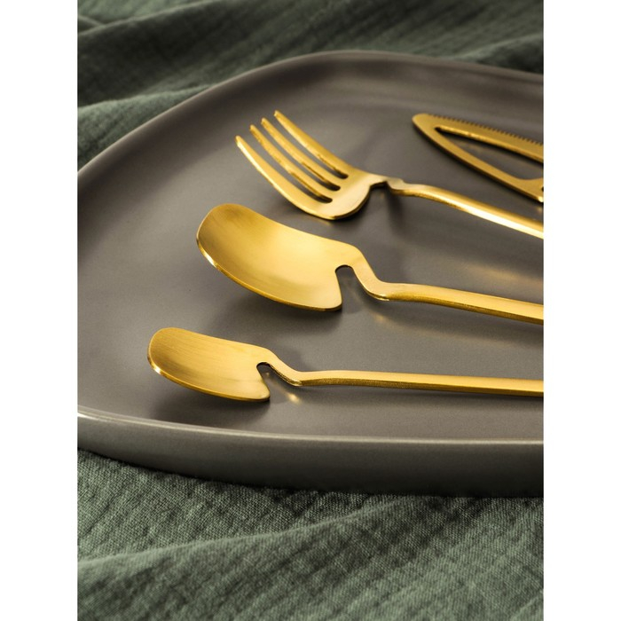 Столовые приборы из нержавеющей стали Magistro Wave, 4 предмета, цвет золотой Столовые приборы из нержавеющей стали Magistro Wave, 4 предмета, цвет золотой