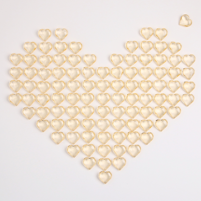 Сердечки пластиковые декоративные, набор 100 шт., размер 1 шт. &mdash; 2 &times; 2 см, цвет золотой