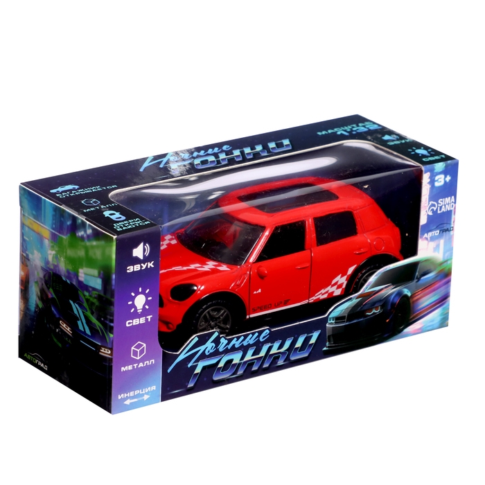 Машина металлическая «Ночные гонки», инерционная, 1:32, открываются двери, звуковые и световые эффекты, цвет красный Машина металлическая «Ночные гонки», инерционная, 1:32, открываются двери, звуковые и световые эффекты, цвет красный