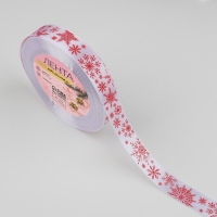 Новый год! Лента атласная &laquo;Фигурные снежинки&raquo;, 15 мм, 23 &plusmn; 1 м, цвет белый/красный №01