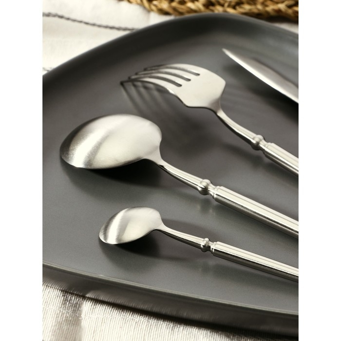 Столовые приборы из нержавеющей стали Magistro «Тауэр», 4 предмета, цвет серебряный Столовые приборы из нержавеющей стали Magistro «Тауэр», 4 предмета, цвет серебряный