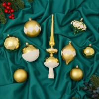 Набор украшений пластик 19 шт "Льдинки" бело-золотой Набор украшений пластик 19 шт "Льдинки" бело-золотой