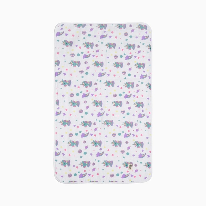 Полотенце детское "Единороги" 50*90см,100% хл, муслин 105 гр/м2, махра 300гр/м2