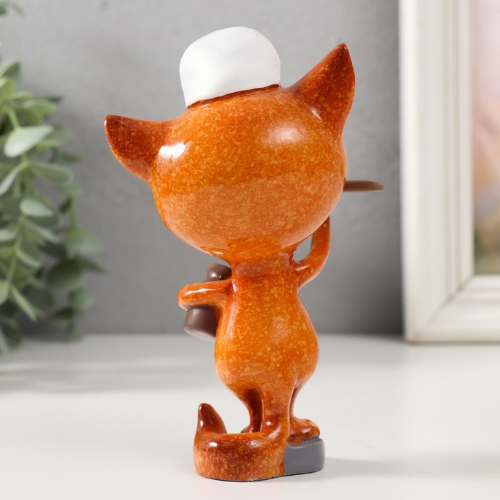 Сувенир полистоун лак "Котик-повар с кашей в горшочке" 8,2х7х14,3 см