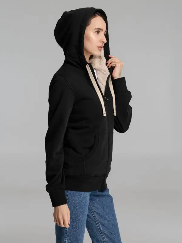 Толстовка унисекс на молнии Sherpa черная, размер XS