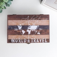 Шкатулка дерево кожзам "Путешествия по миру. Карта" 10х12х18 см Шкатулка дерево кожзам "Путешествия по миру. Карта" 10х12х18 см