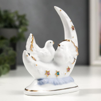 Сувенир керамика "Белые голуби с месяцем" с золотом, стразы 12 см