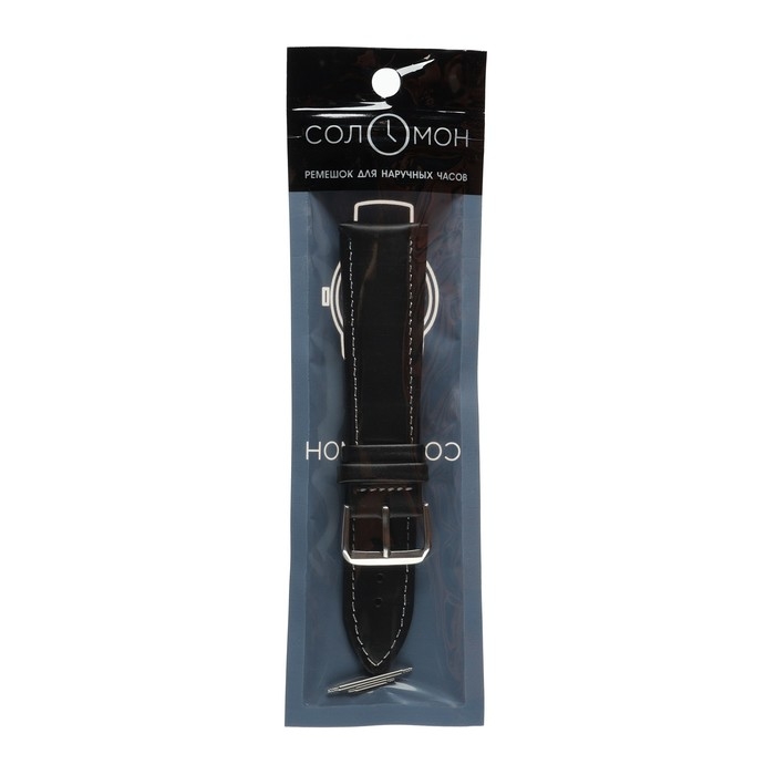 Ремешок для часов Ремешок для часов "Соломон" 24 мм, натуральная кожа, l-20 см, черный