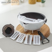 Многофункциональная овощерезка «Маджестик», со сливной корзиной, 22,3×13,5×22,5 см, цвет бело-серый Многофункциональная овощерезка «Маджестик», со сливной корзиной, 22,3×13,5×22,5 см, цвет бело-серый